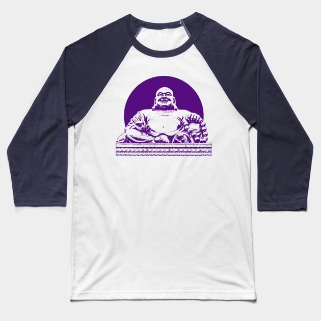 Buddhism Art Dark Purple Color Baseball T-Shirt by Botak Solid Art